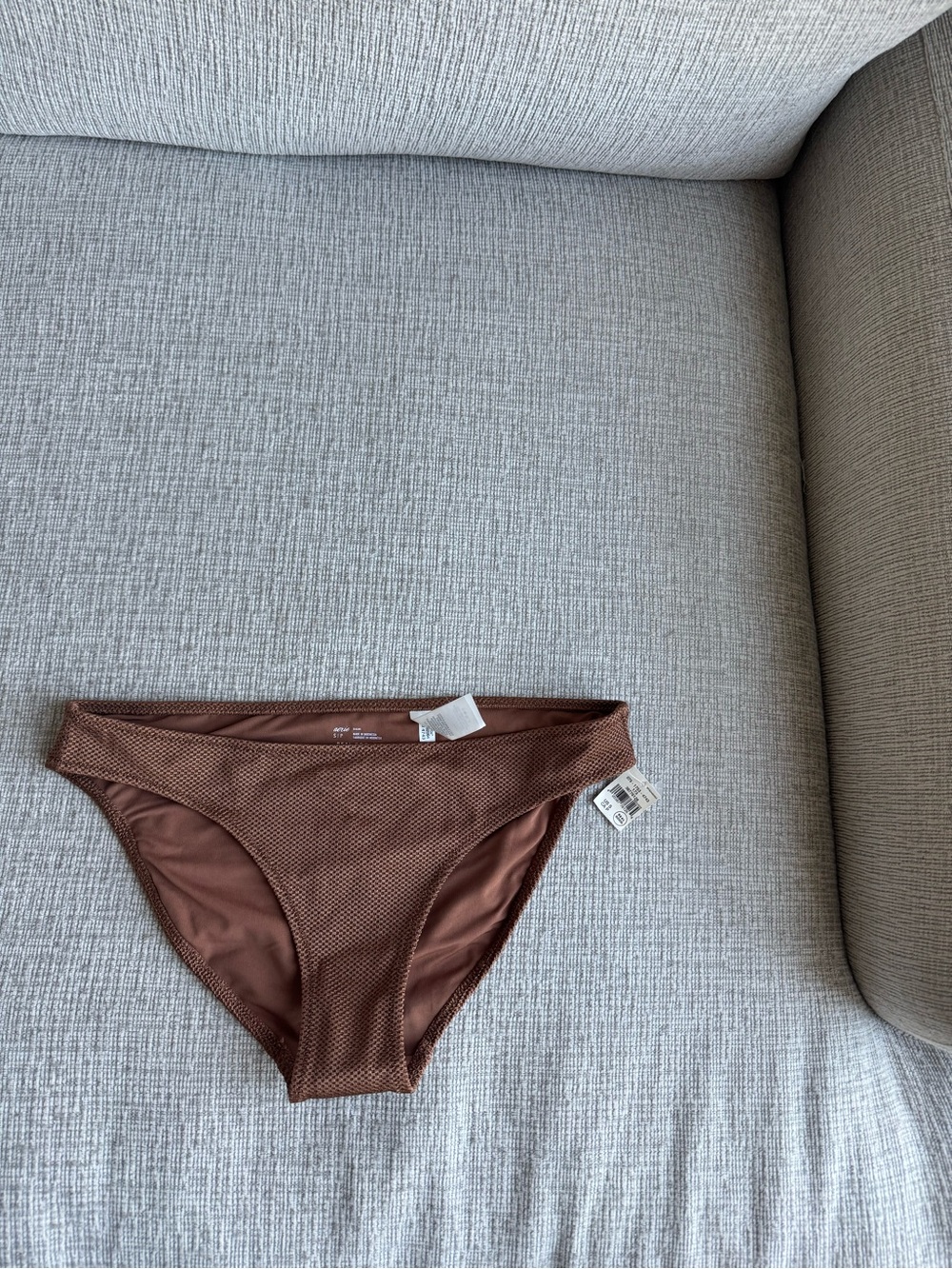 aerie Chocolate Brown Textured Bikini Bottoms